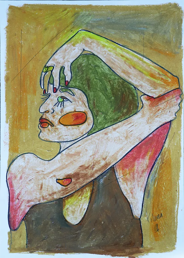 "Dadadanielle", Ölkreide auf Papier, A3, 2026