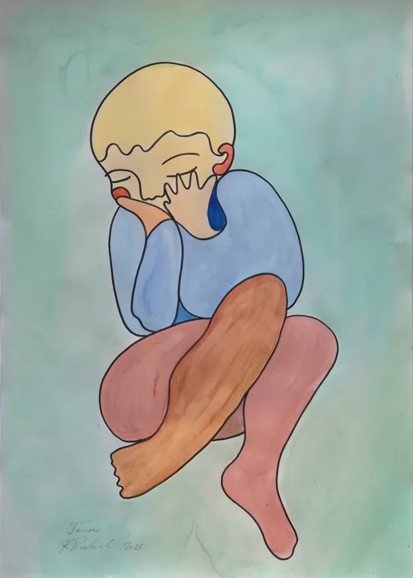 "Fenris", Aquarell auf Papier, A2, 2025